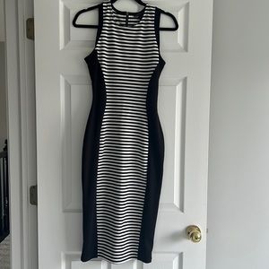 Medium black stripe midi dress